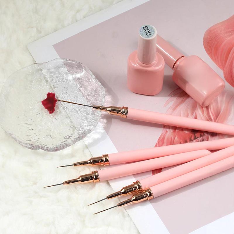 5Pcs Nail Art Liner Brush Set Uv Gel Nail Brushes Kits French Stripe Line Painting Drawing Flower Pen Professional Manicure Tool