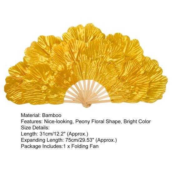 Folding Fan Waterproof 3-layer Petals Bamboo Handle Handheld Chinese Yangge Dance Fan Performance Prop for Performance