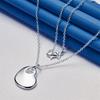 925 Sterling Silver 16-30 Inch Glossy Heart-shaped Pendant Necklace, Women's Charm, Fashion, Wedding Accessories, Jewelry
