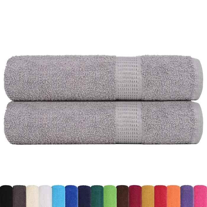VidaXL Serviettes de douche 2 pcs gris 70x140 cm 360 g/m² 100% coton, serviette, ensemble de serviettes de bain, serviette 136833