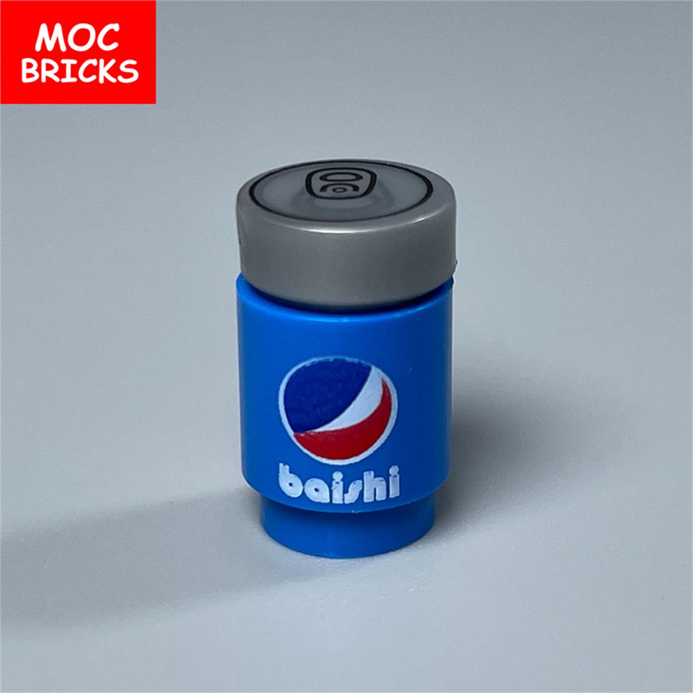 

10pcs MOC Bricks Mini Canned Beverage Drinks Cooking Space Room Attachments Assembled Constructing Blocks Printed Brick 3062b Kids Playthings