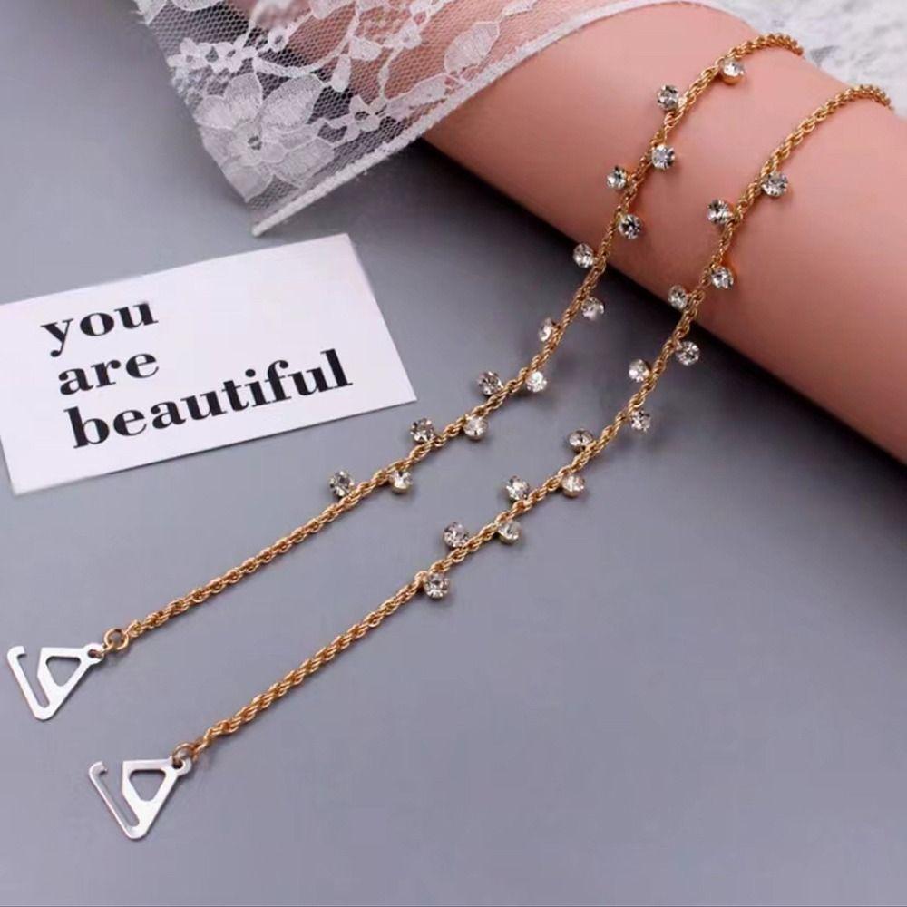 Fashion Metal Bras Straps Aniti-slip Rhinestone Underwear Strap Pearl Adjustable Women Lingerie Accessories