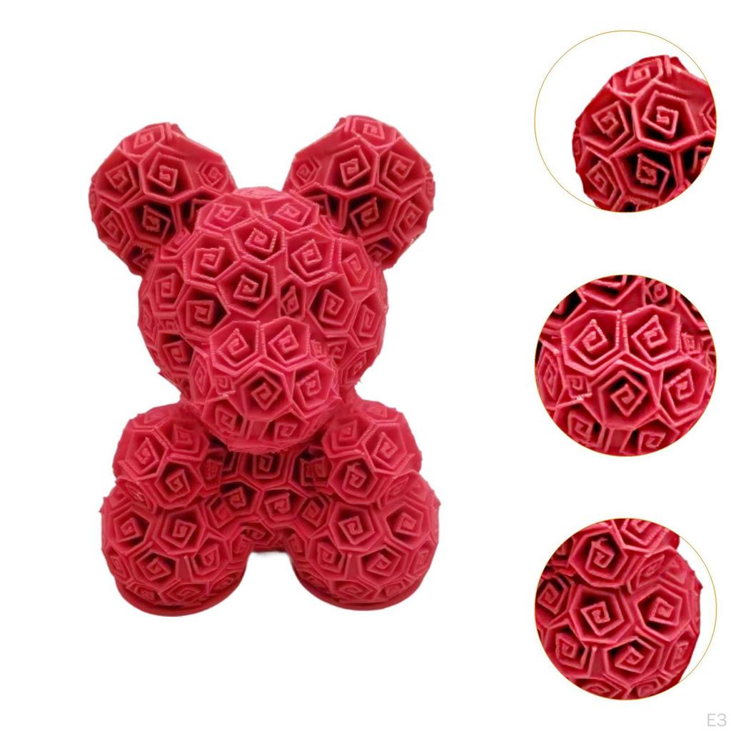 3D Print Rose Bear Statue, Figurine, Tabletop Ornament for Year Decor, Bedroom