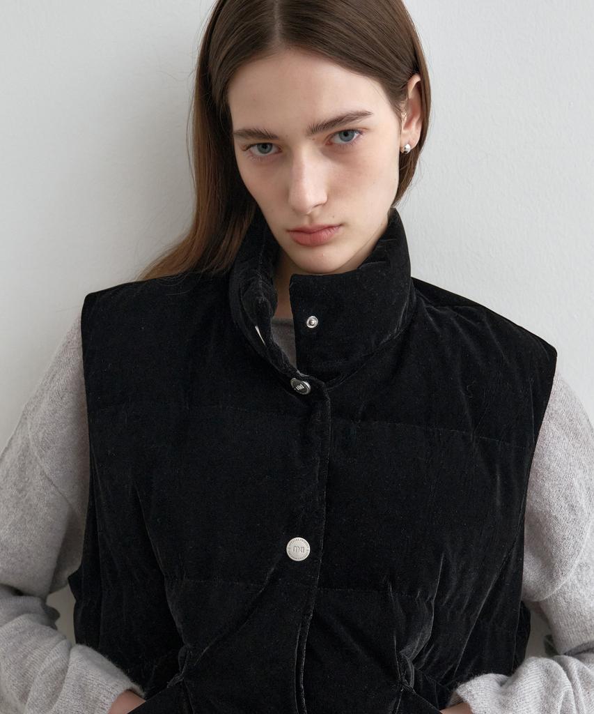 Mongdol Duck Down Velvet Padded Vest Black Mdjp019Black