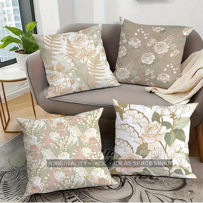 Vintage Floral Pillow Covers Pattern Cushion Cover Suitable for Sofa Bedroom Car Pillow Cover