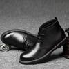 Модные осенне-зимние мужские ботильоны, роскошный бренд, на шнуровке, деловая обувь, мужская обувь из натуральной кожи, высокое качество, круглый носок, базовые ботинки
