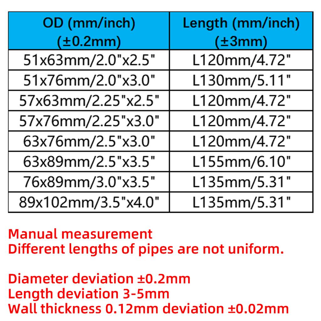 Exhaust Reducer Connector Pipe Tube 2/2.25/2.5/ 3/3.5/4inch Exhaust Reducing Adapter Coupler 51/57/63/76/89mm Stainless Steel