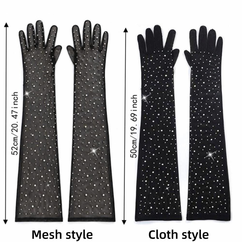 Stretchy Sheer Tulle Gloves Black White Bride Gloves Fashionable Fishnet Gloves Wedding Bride