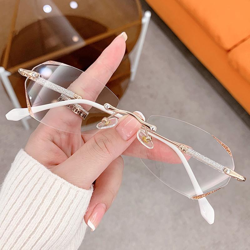 1PCS Diamond Edgeless Frameless Reading Glasses Anti Blue Light Starlight Flash 188