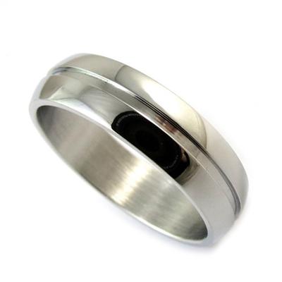 Steel 'Peaceful' Silver Wedding Ring - 6 Mm