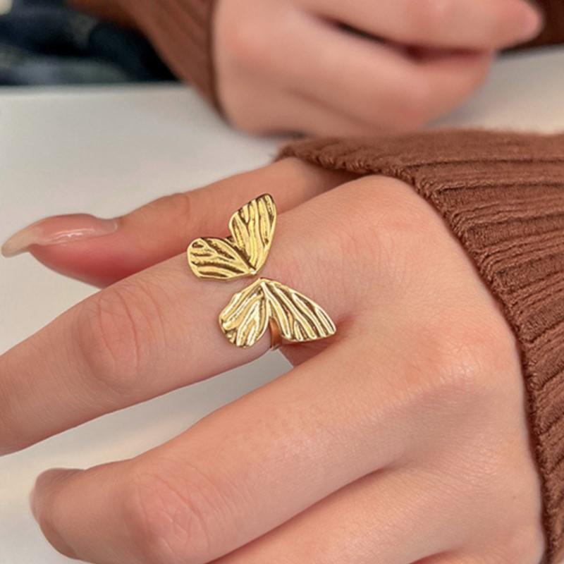 Silver Liquid Butterfly Ring for Women Elegant Wedding Ring Party Jewelry Accessories