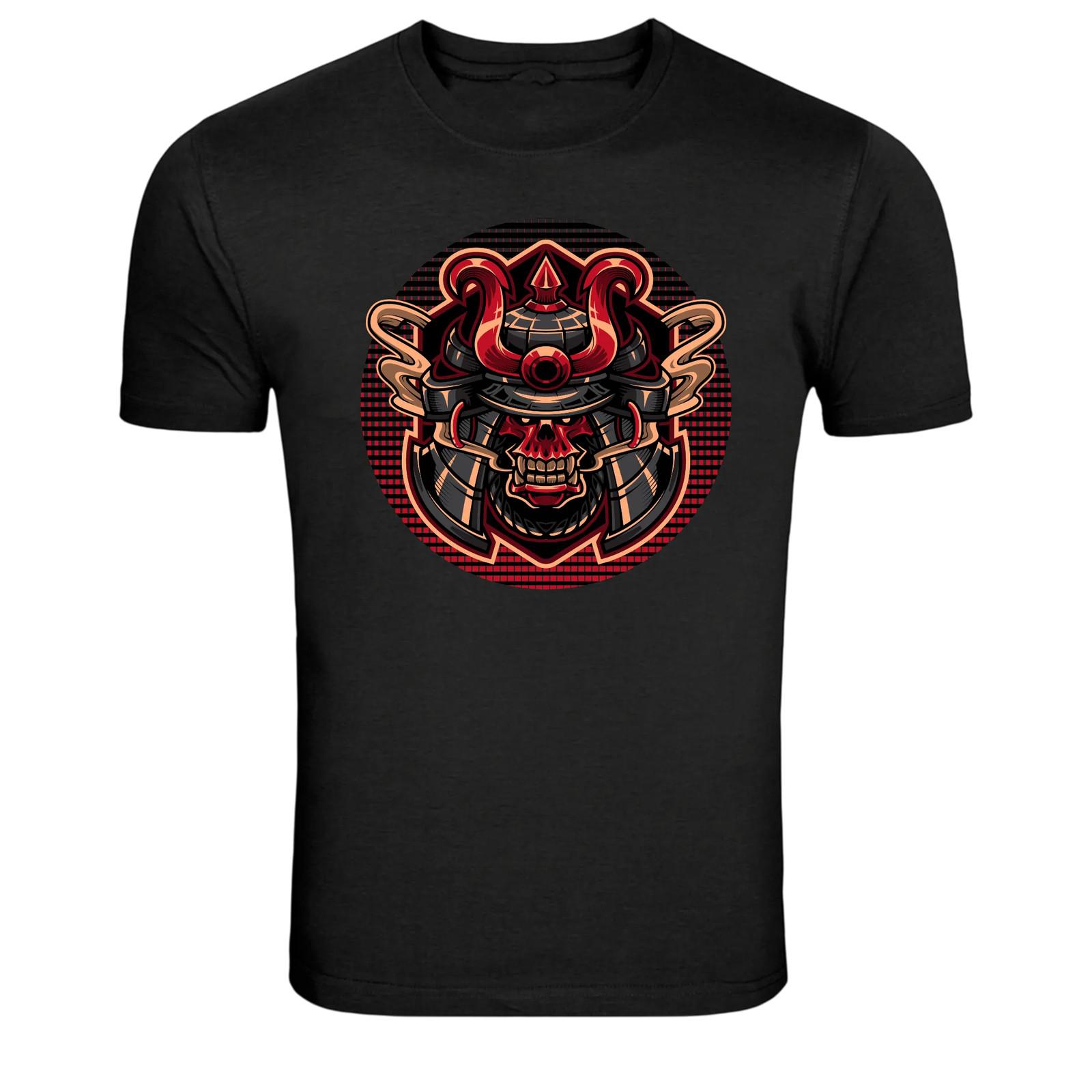Samurai Skull Helmet Warrior Graphic T Shirt Japanese Tee S