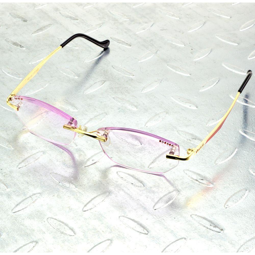 Randlose Lesebrille aus Titanlegierung mit Diamantschliff für Damen +0,75 +1 +1,25 +1,5 bis +4 Brillen