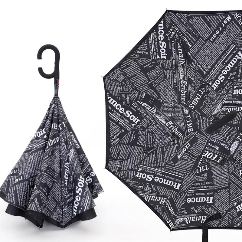 Automatic reverse umbrella straight rod long handle double-layer umbrella car umbrella large double reflective umbrella wind-resistant reinforcement