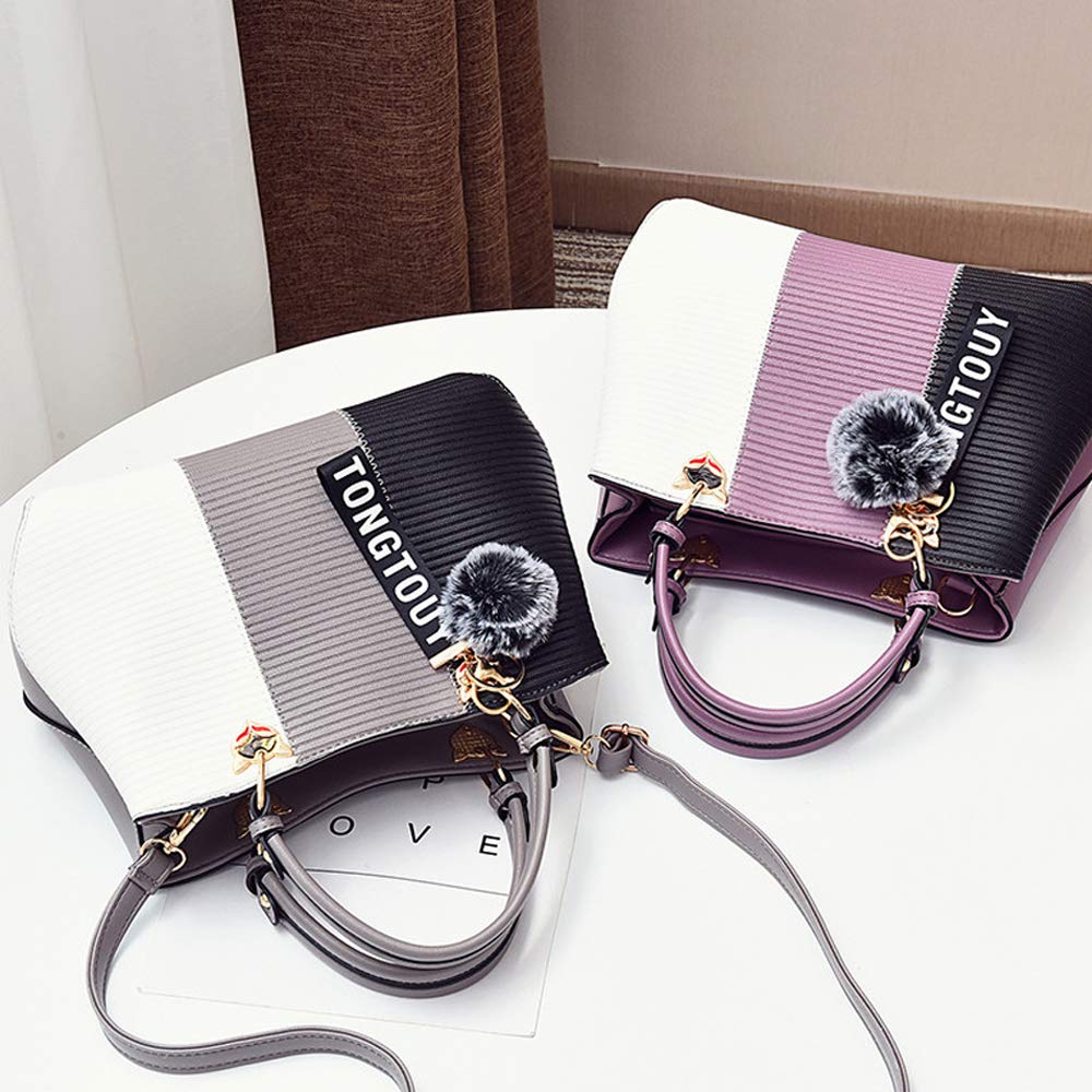 ZNYF Shoulder PU Leather Tote Large Gift [zhongningyifeng] Handbag, Women's Bag, Bag, Capacity, 2-way, Waterproof, (Gray)