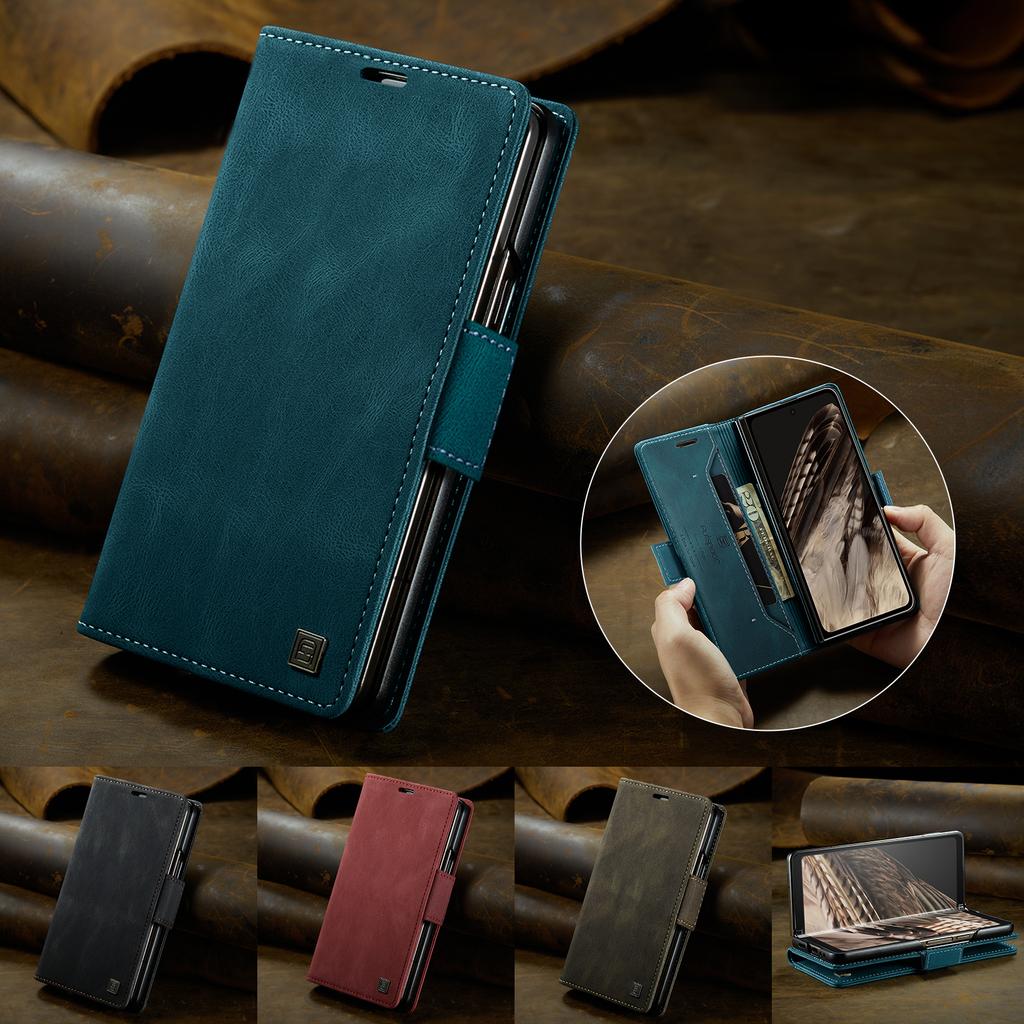 For Google Pixel Fold Wallet Case AUTSPACE A01 Leather Stand Cover with RFID Blocking Card Holder