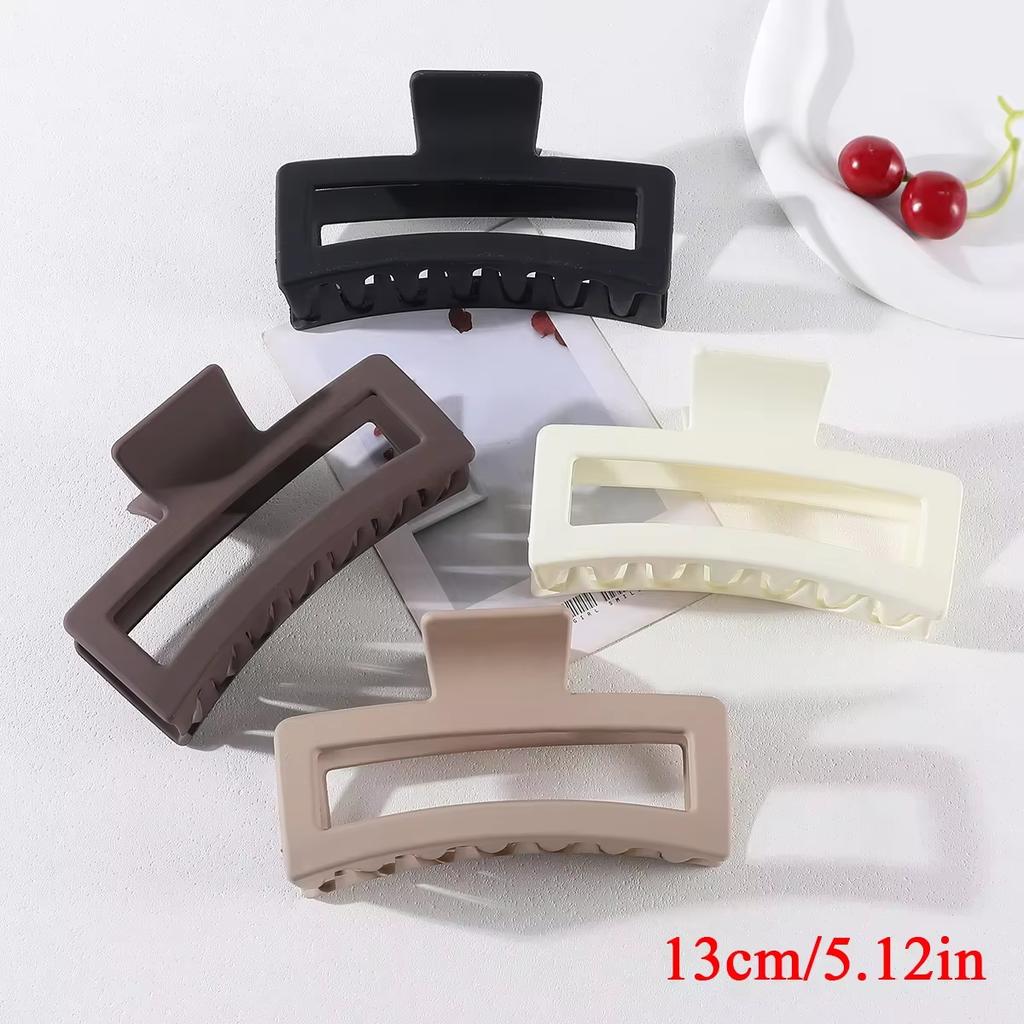 4pcs Simple Acrylic Hair Claw Clips for Women Solid Color Square Big Hair Claw Clips Fashion Shark Clip Girls Hair Accessories