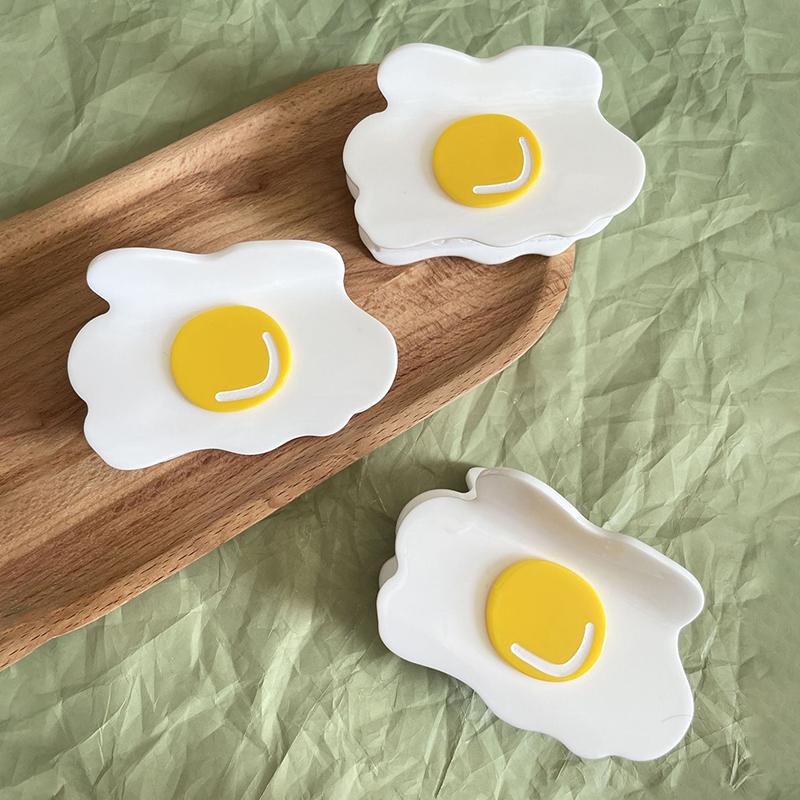 Fun Creative Poached Egg Hair Claw Cute Acetate Claw Clip Headdress For Women Girls Egg Shape Hair Clip Hair Accessories Gift