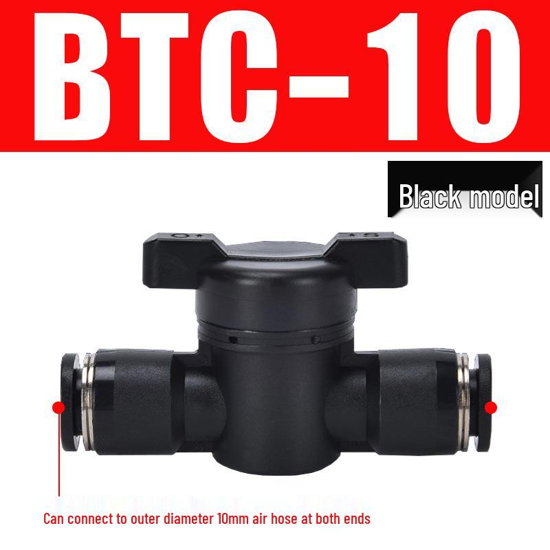 Pneumatic BUC-6-10 Hand Valve: 8mm Air Hose, 12mm Manual Straight Valve with Quick Connect Fitting