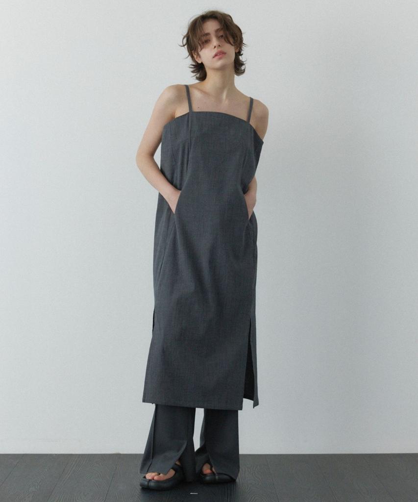 Okuka Strap Slit Dress - Deep Charcoal
