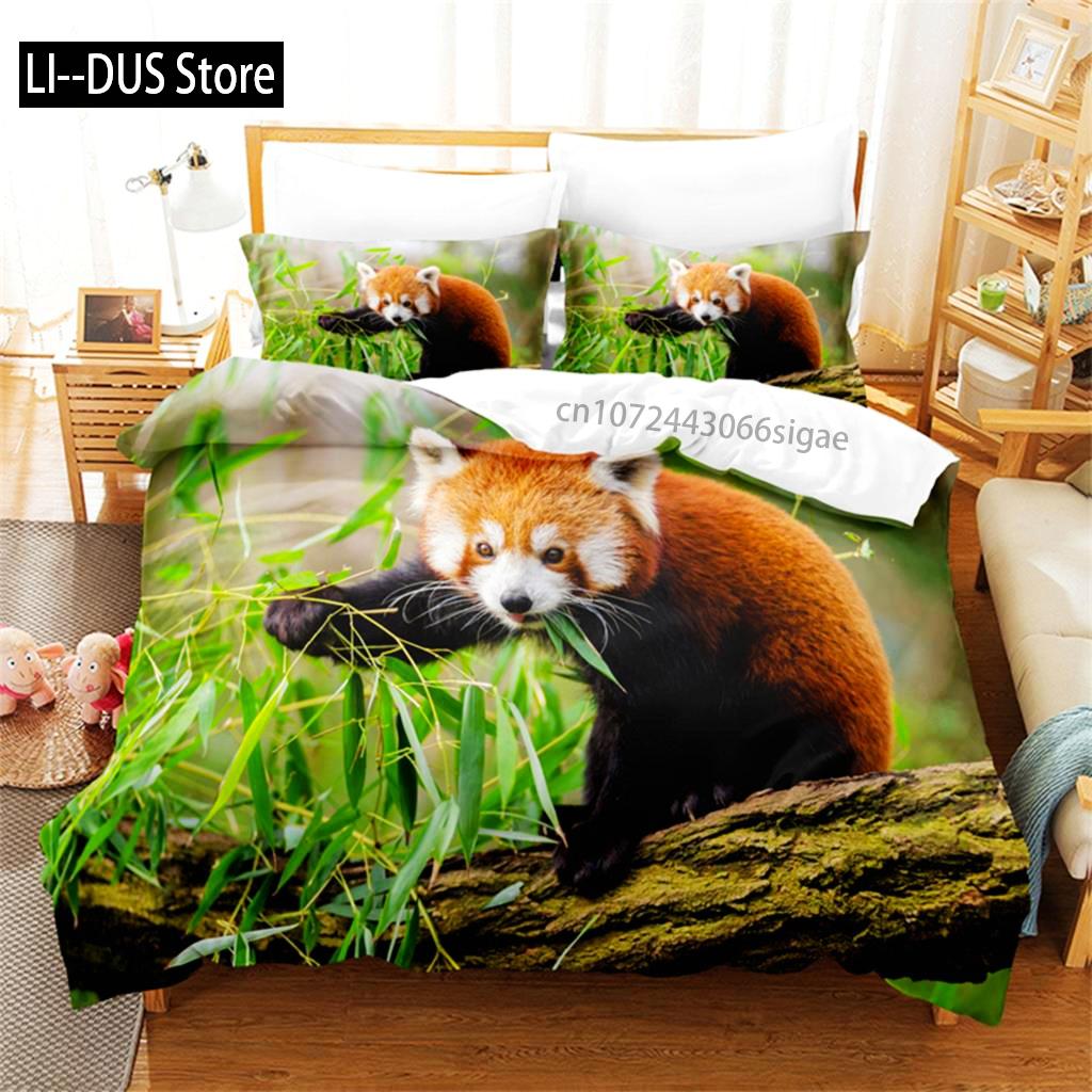 

Panda Lesser Panda Bedding Set Duvet Cover Set 3d Bedding Digital Printing Queen Size Bedding Set Fashion Design EU Single(135*200cm)3pcs