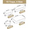 15Pcs Clear Plastic Drawer Organizers Set, 4size Makeup Drawer Organizer Trays for Vanity/desk/bathroom/office/nightstand/gadgets for Kitchen/desk