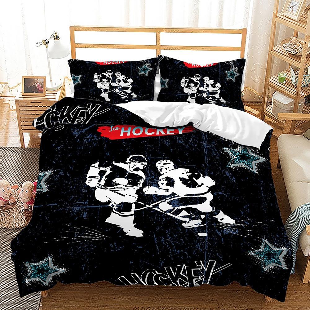 3D Sporty Lodowe Zestaw Pościeli King Queen Kołdra Poszewki 2/3szt. Męski Nastolatki Sportowiec Pokrowiec Prezent