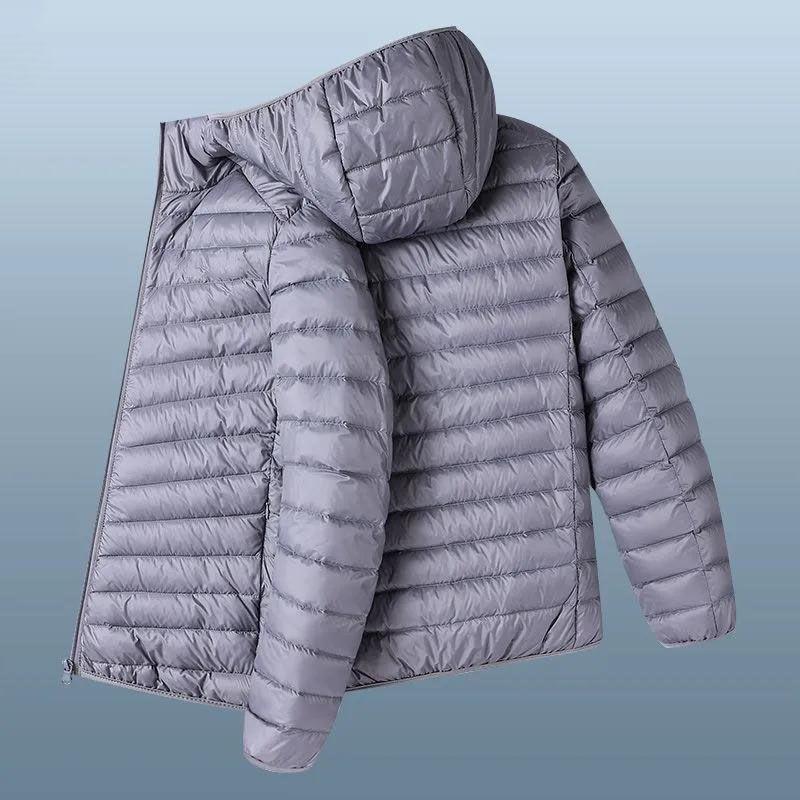 Men's Ultra-Thin Hooded Light Down Cotton Jacket - Youth Short Style, Off-Season Clearance, Large Sizes Available