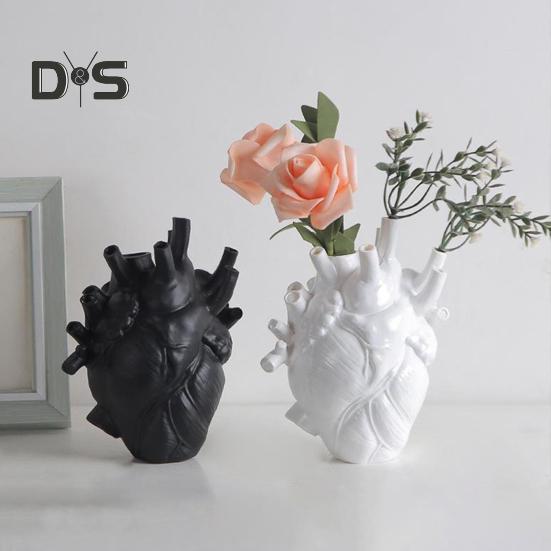 Herzförmige Blumenvase, menschliche Herzorgelform, Kunstharzvase, Tischdekor, Blumenhalter für Zuhause, Büro, Schreibtisch, Wohnzimmer