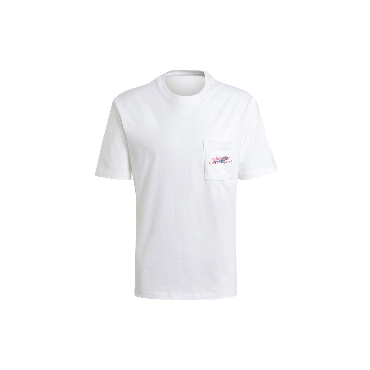 adidas originals Adv Pkt Logo Teeee Sports Round Neck Short Sleeve White Men s GN2365 XL