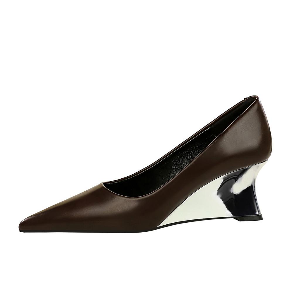 Damenschuhe, Keilabsätze, High Heels, Flache, spitze Keilschuhe aus Metall, Maßgefertigte Schuhe, High Heels