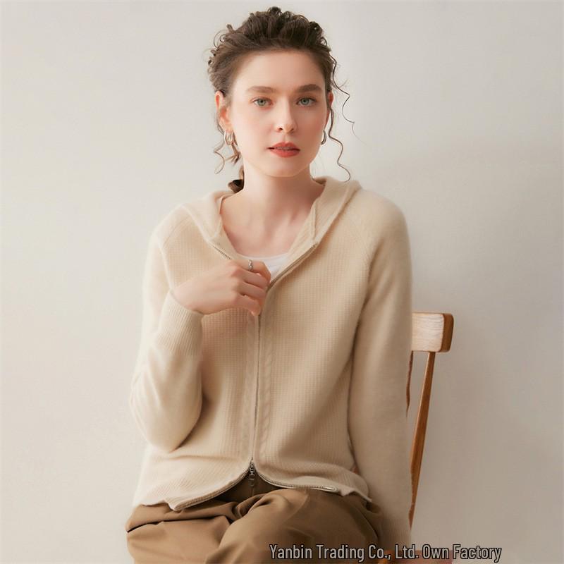 Cardigan Pull Manteau à Capuche en Cachemire pour Femme