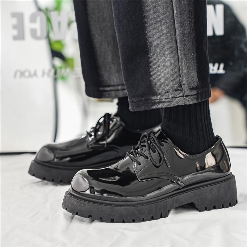 

Весенние новые яркие кожаные туфли с большой головкой, мужская повседневная обувь, маленькие блестящие кожаные туфли, размеры 39-44 44 чёрный