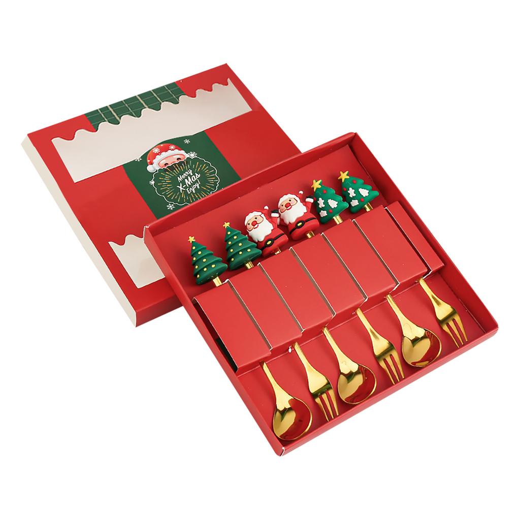 Stainless Steel Christmas Spoon Coffee Spoon Soup Sugar Dessert Teaspoons Fork Kitchen Tableware