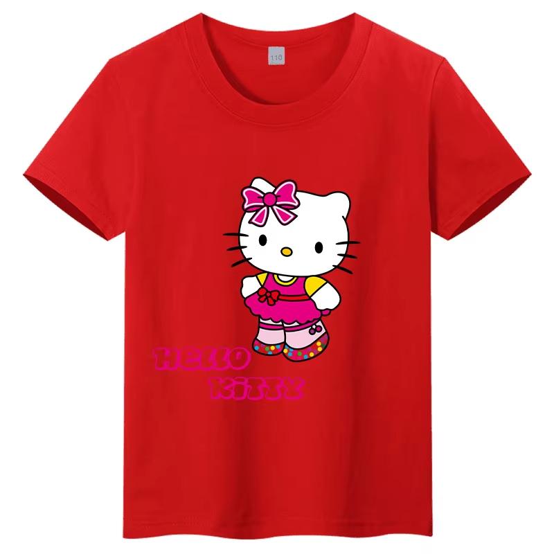 2026 Cute Sanrio Cartoon Print Children Daily Outdoor Womens Summer Loose and Fashionable Style