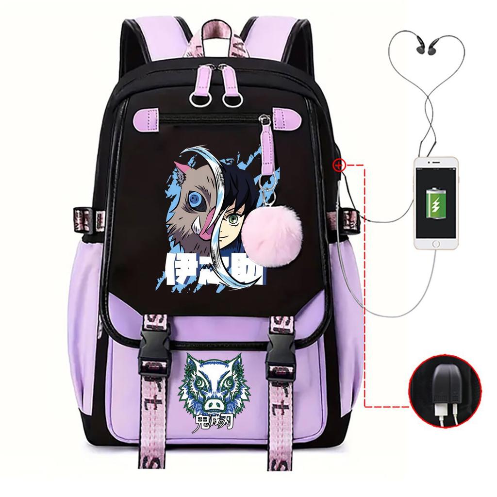 Ghost Extermination Surrounding Day Trend Backpack Large Capacity Student Schoolbag Multi-functional Leisure Outdoor Bag