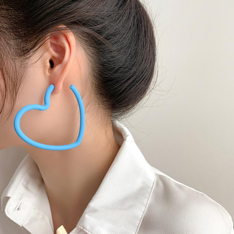 Fashion Geometric Personality Neon Acrylic Big Star Hoop Earring For Women Hollow Heart Earring Jewelry