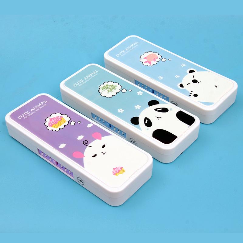 2024 New Cute Primary School Student Stationery Box Children's Multi-Function Lock Stationery Box Kindergarten Pencil Box