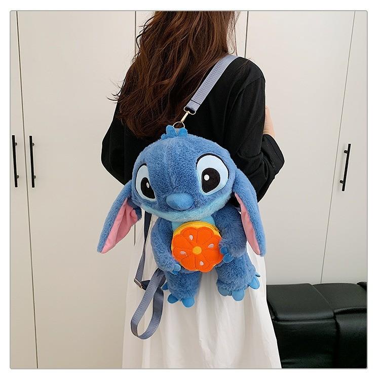 Soft Girls Cartoon Plush Backpack With Zipper Closure For Travel Casual