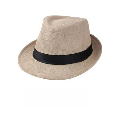 Chapeau Jazz, Haut-de-forme Uni en Lin Style Britannique, Chapeau de Soleil Bord Roulé Style Couple pour Hommes et Femmes
