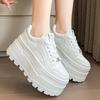 Women White Platform Sneakers Casual Outdoor Simple Design Skateboard Comfortable Lace Up Sneakers Running Sports Shoes Female