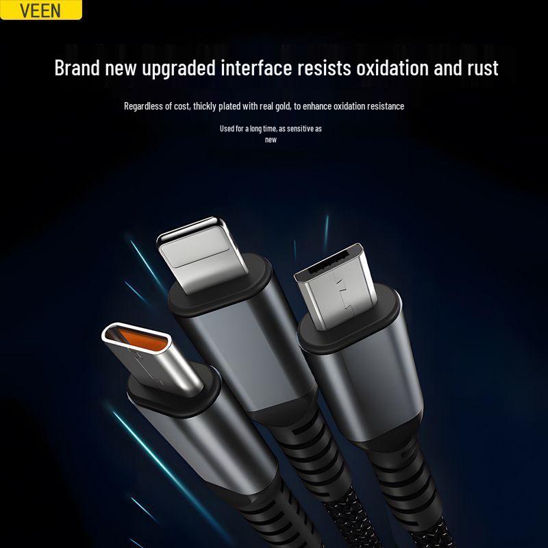 100W Digital Display 3-in-1 Fast Charging Cable for Mate60/50 Pro