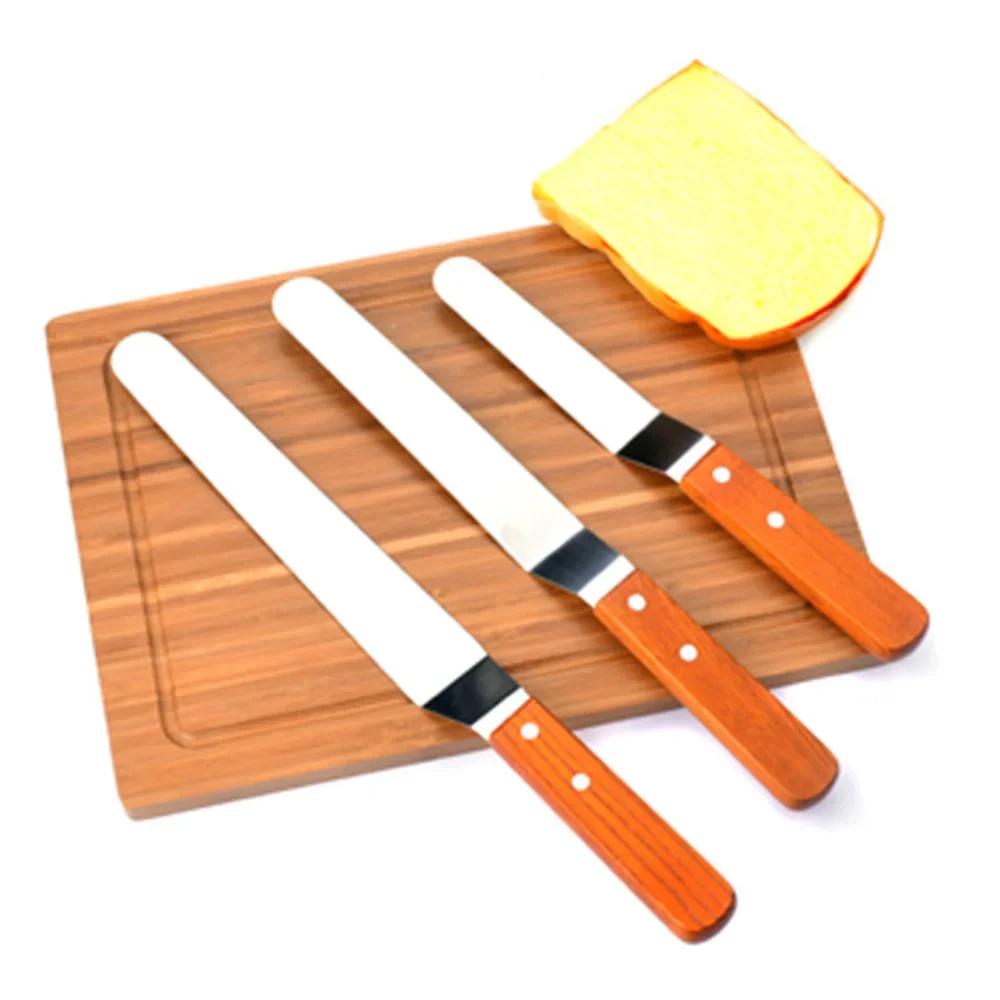 6/8/10 Inch Cake Spatula Stainless Steel Butter Cream Icing Frosting Knife Smoother Wooden Kitchen Pastry Cake Decoration Tools