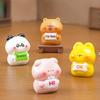 Collection Of 4 Funny Cartoon Animal Figurines With Emotional Signs For Enhancing Kids Room And Office Desktop Decors