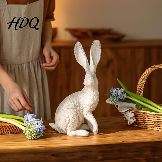 Courtyard Garden Ornament Bunny Decor Yard Rabbit Statue Outdoor Decorations Easter Resin