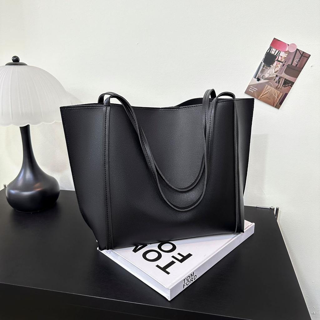2026 Women's Handbag 2-piece Set PU Leather Large Capacity Magnetic Sealing Daily Leisure Shoulder Bag Solid Color Shopping Bag