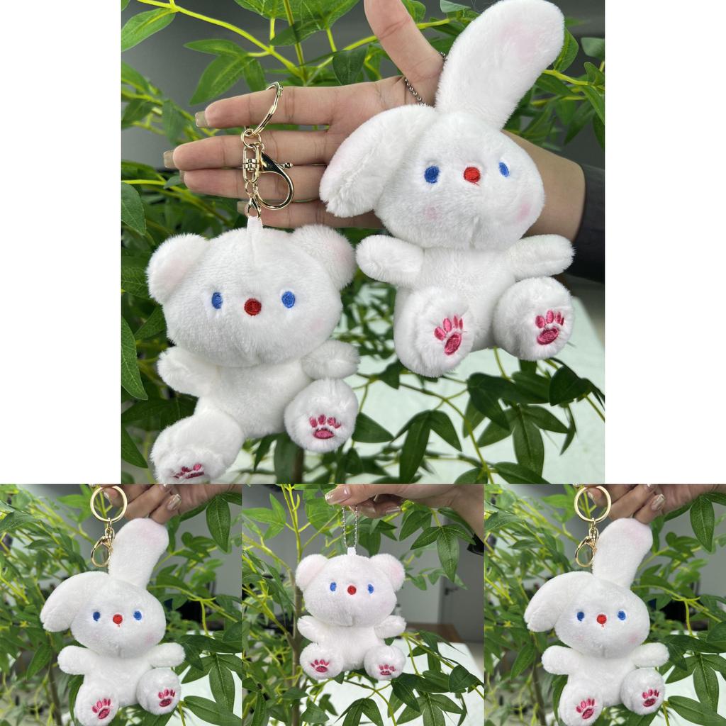 Adorable Plush Bunny And Bear Keychain Pendant With Soft Short Fur For Cute Accessories