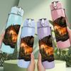 1PC Dark Bear Forest Art 750ml Color Plastic Sports Water Bottle Leakproof Flip Straw Lid Suitable for Sports Office Home Use