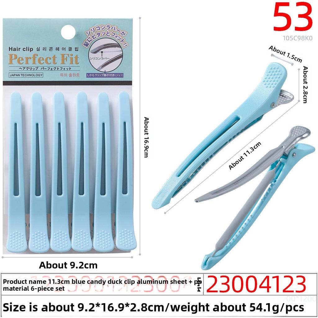 Seamless Hair Salon Perming and Dyeing Bangs Positioning Zoning Clip Crystal Duckbill Straight Clip Long Mouth Plastic Clip
