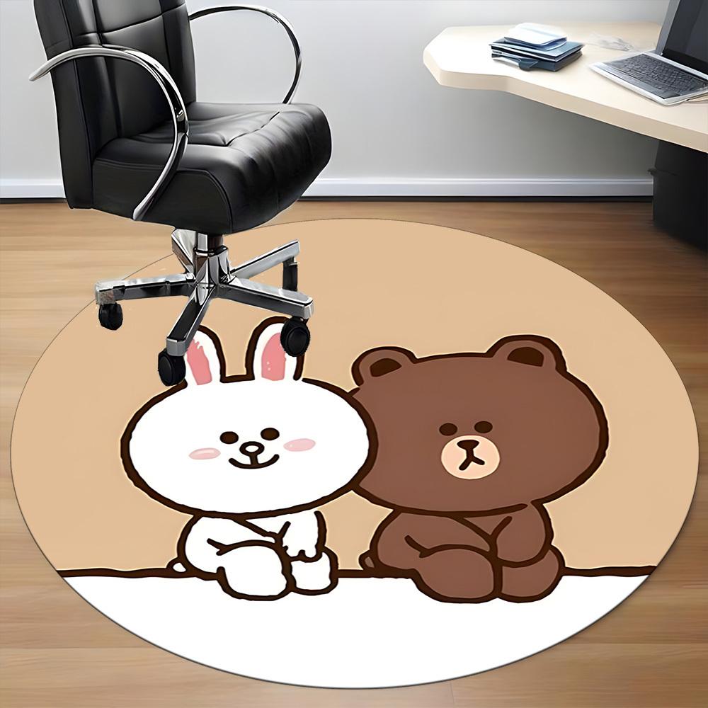 1pc BROWN Bear CONY Office Round Area Rug, Under Office Chairs Bedroom Living Room Home Decor  a1022128